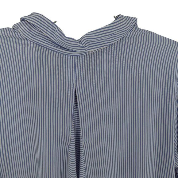 Chico's Blue Striped High-Low Long Sleeve Tunic Shirt - Picture 9 of 14